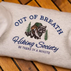 Embroidered Hiking Funny Raccoon Sweatshirt