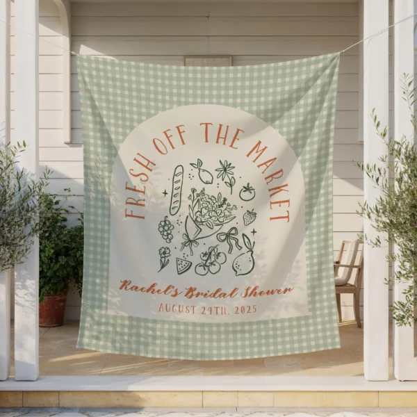 Fresh Off the Market Farmers Market Theme Tapestry