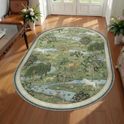 Avian-Inspired Oval Rug