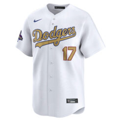 Alternative view of Shohei Ohtani Los Angeles Dodgers White 2025 Gold Collection Limited Stitched Jersey