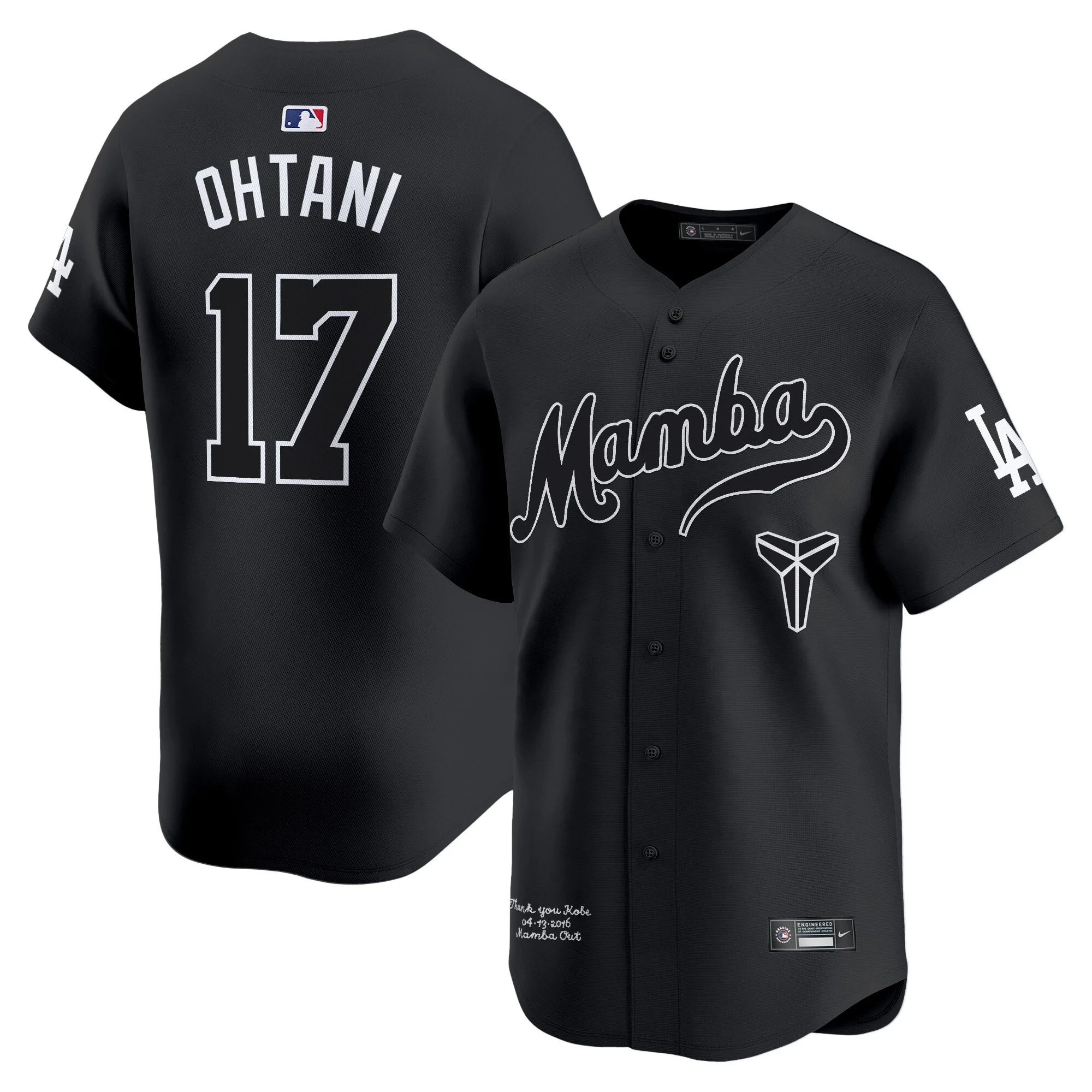 Shohei Ohtani Los Angeles Dodgers Black Kobe Honor Collection Limited Stitched Jersey