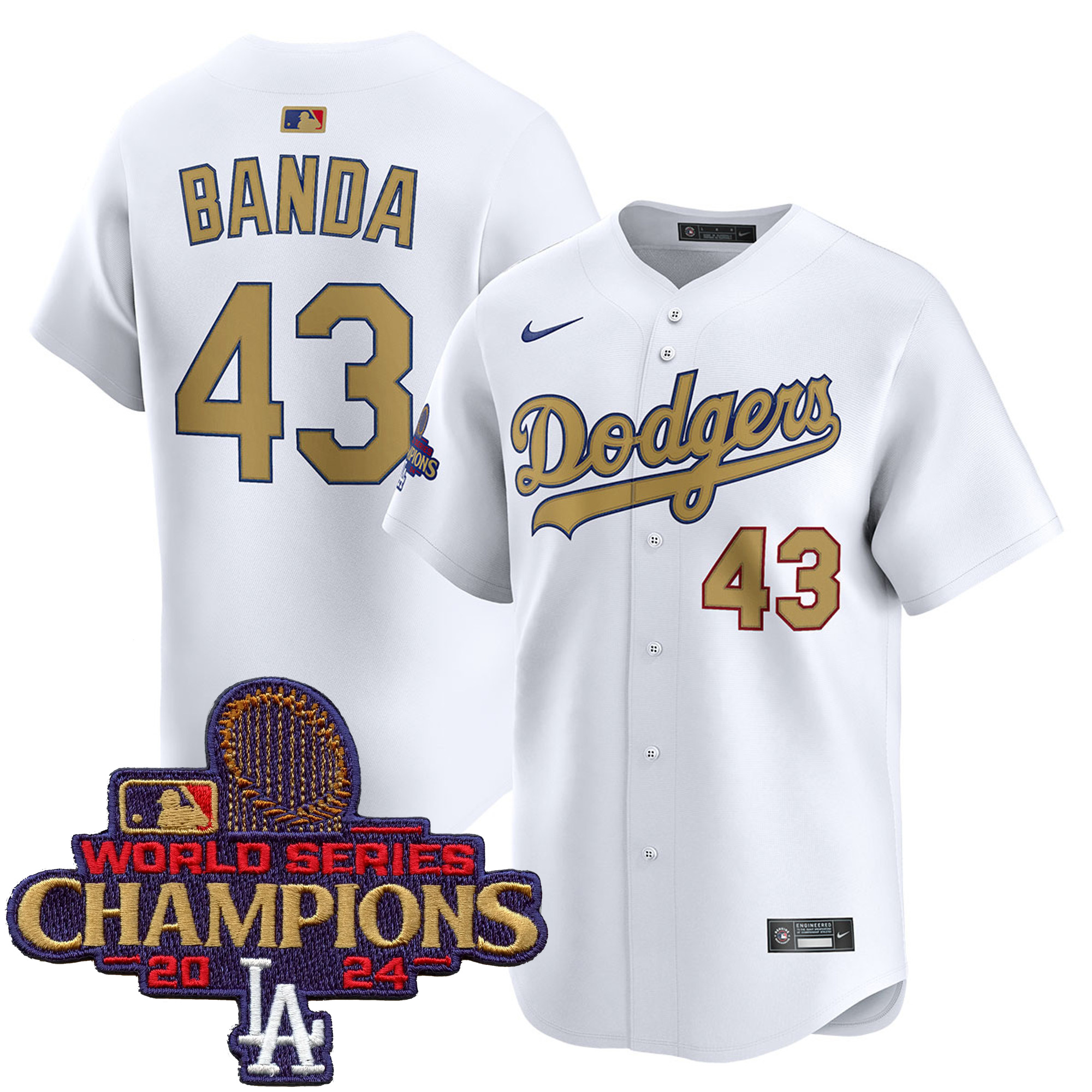 Anthony Banda Los Angeles Dodgers White 2025 Gold Collection Limited Stitched Jersey