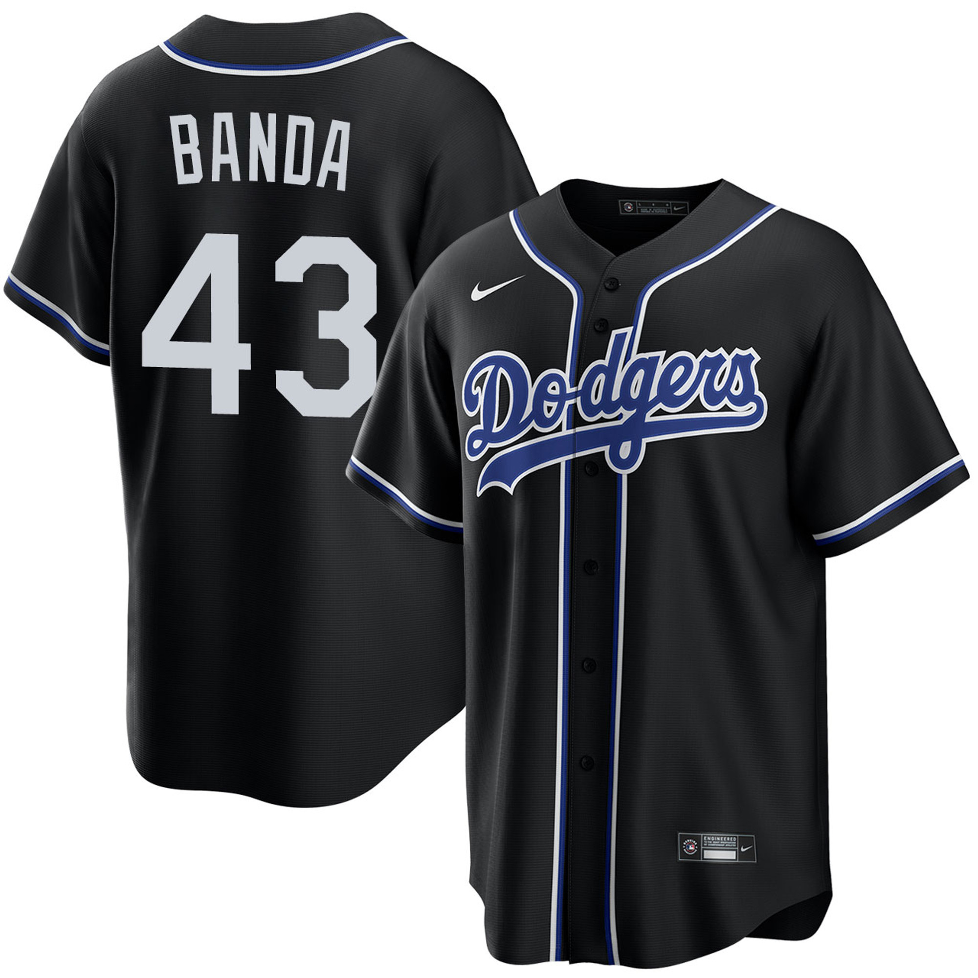 Anthony Banda Los Angeles Dodgers Black Lights Out Stitched Jersey