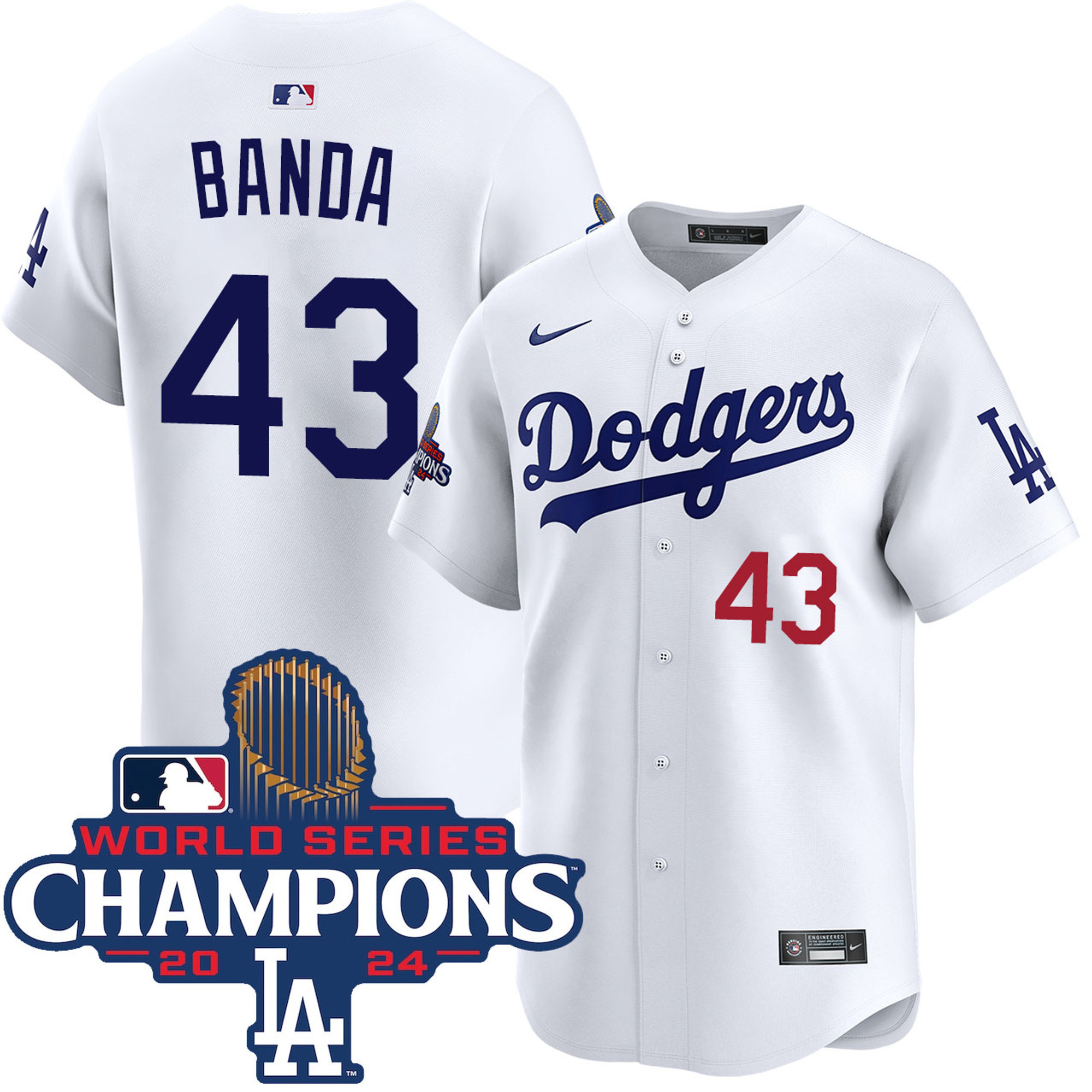 Anthony Banda Los Angeles Dodgers World Series Champions White Home Limited Stitched Jersey
