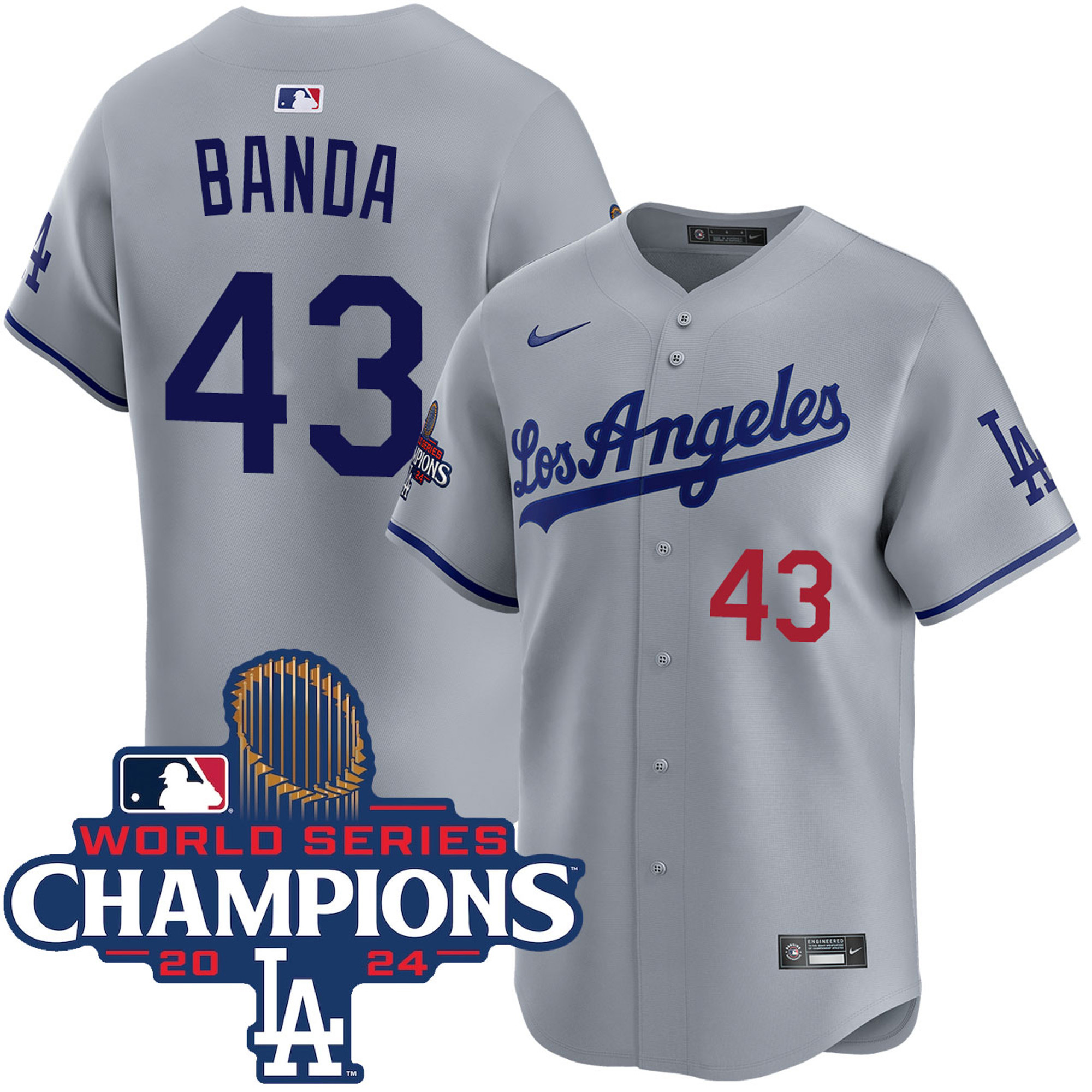 Anthony Banda Los Angeles Dodgers World Series Champions Grey Road Limited Stitched Jersey