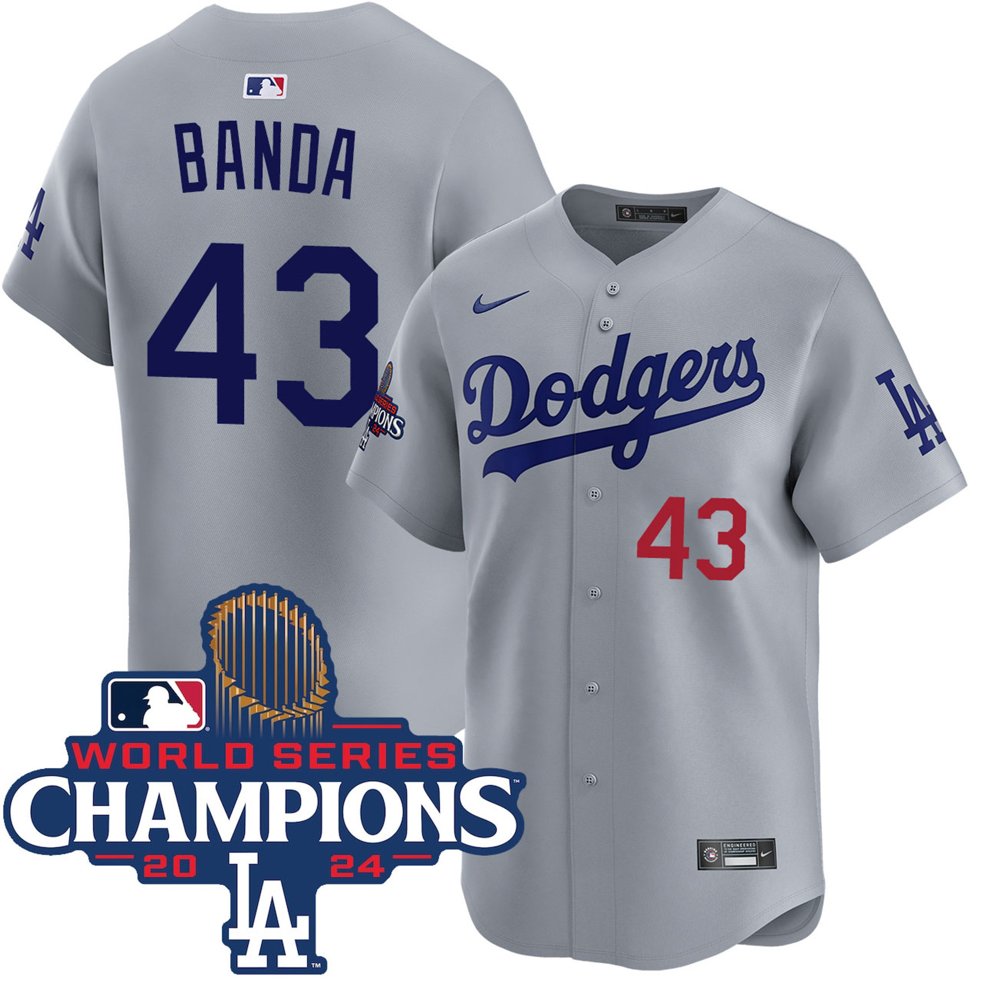 Anthony Banda Los Angeles Dodgers World Series Champions Grey Alternate Limited Stitched Jersey