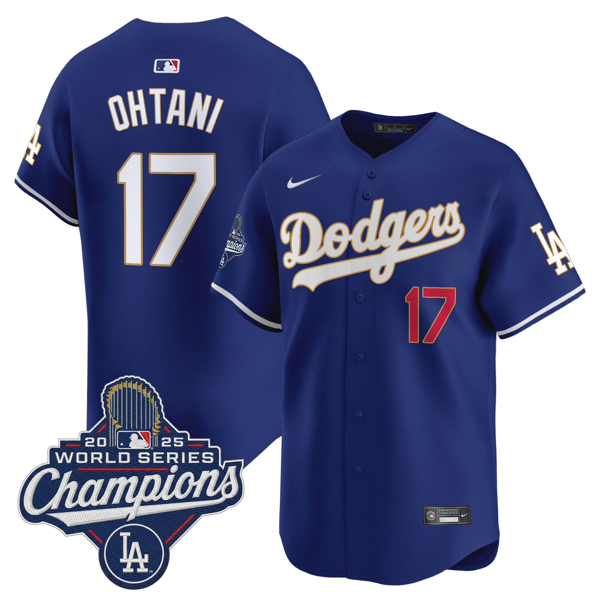 Shohei Ohtani Los Angeles Dodgers Royal 2025 World Series Champions Gold Collection Limited Jersey - All Stitched