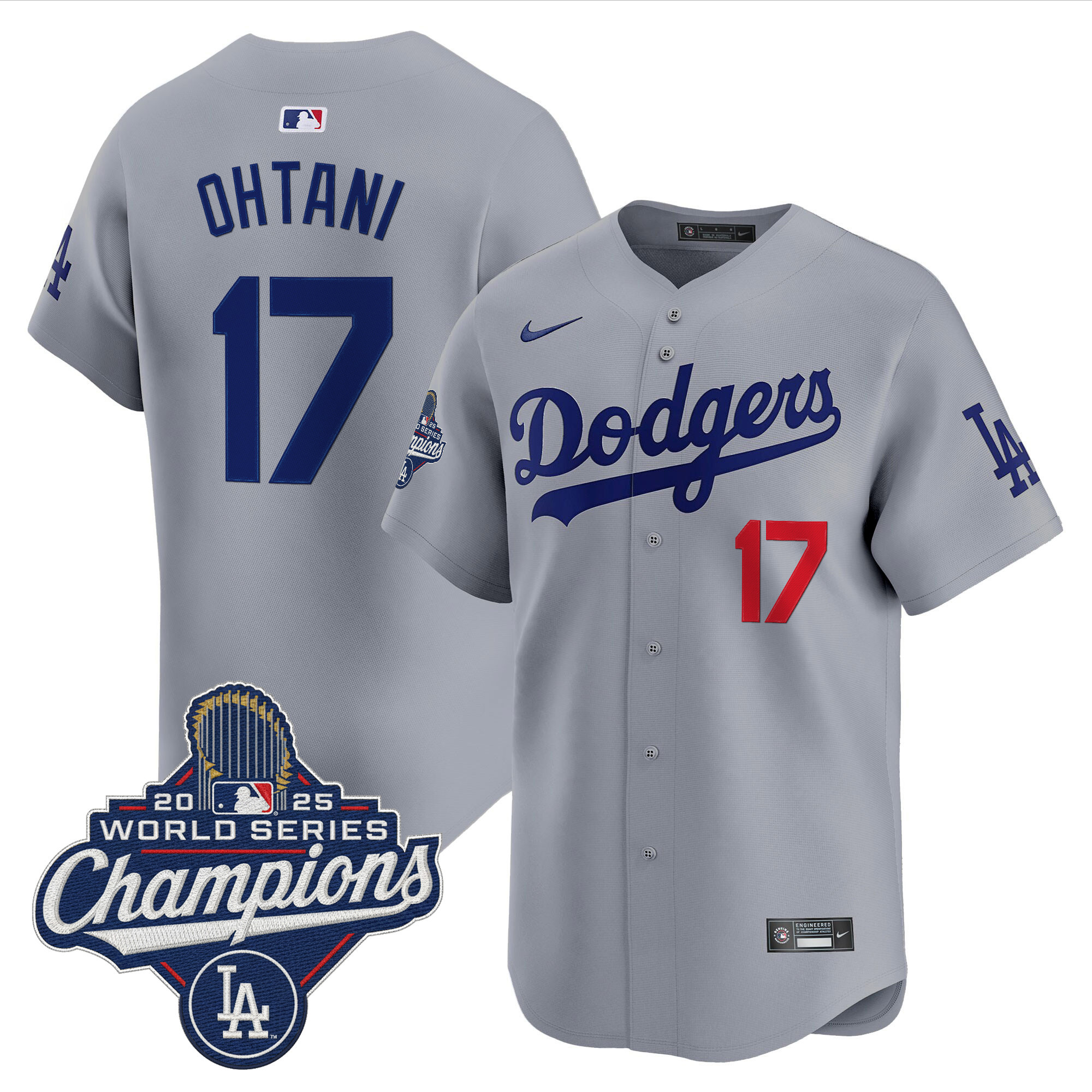 Shohei Ohtani Los Angeles Dodgers Grey Road 2025 World Series Champions Limited Jersey - All Stitched